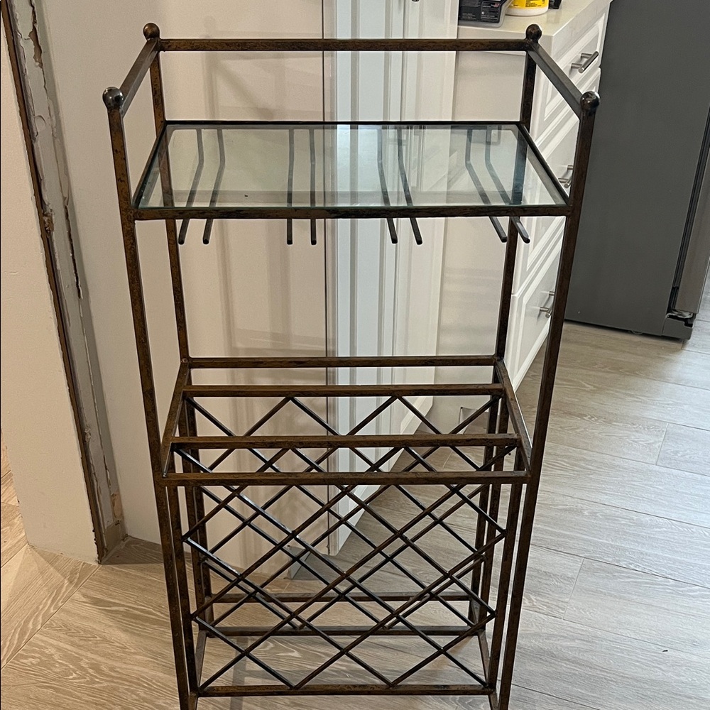 Metal and Glass Wine Rack